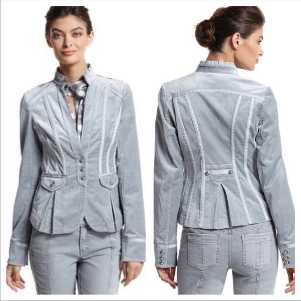 WHBM | Velvet Military Jacket Blazer Gray S EUC